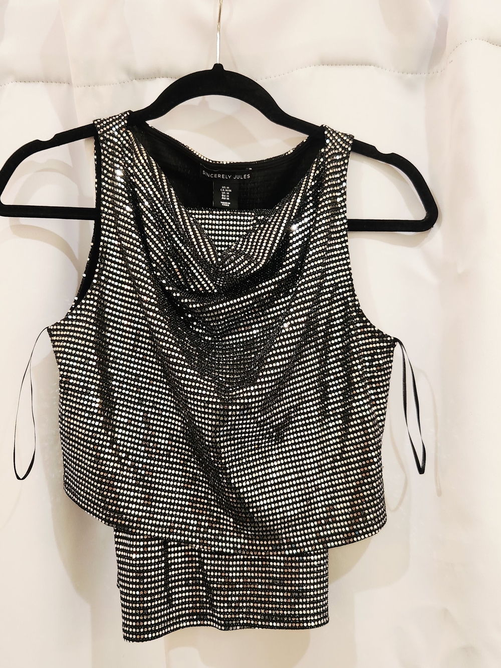 Black and Silver Sequin Top And Skirt Set